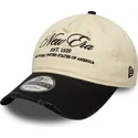 new-era-curved-brim-9twenty-wash-distress-a-frame-beige-and-black-adjustable-cap