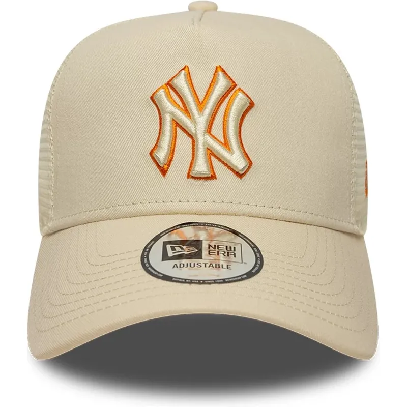 new-era-a-frame-outline-new-york-yankees-mlb-beige-trucker-hat-with-beige-logo