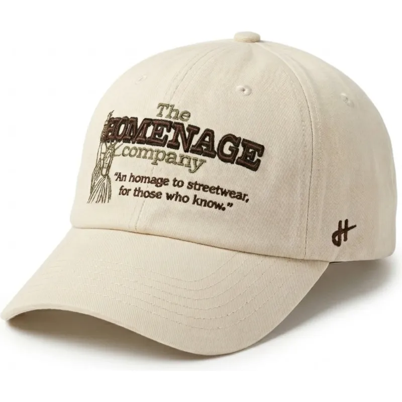 homenage-curved-brim-statue-just-kids-the-90s-beige-adjustable-cap