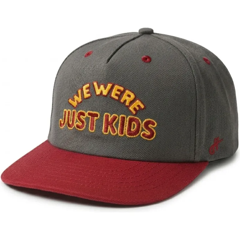 homenage-curved-brim-just-kids-the-retro-grey-and-red-snapback-cap