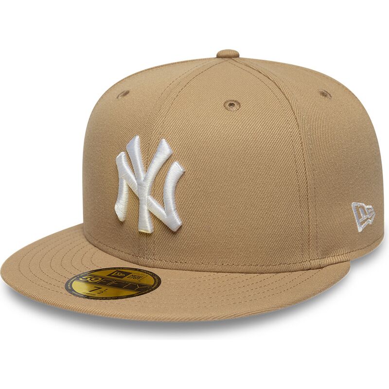 new-era-flat-brim-59fifty-league-essential-new-york-yankees-mlb-light-brown-fitted-cap