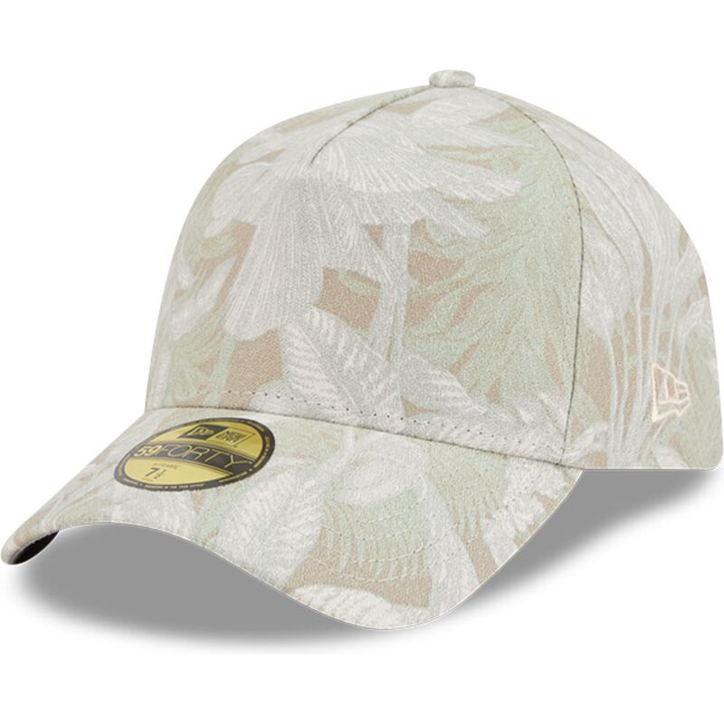 new-era-curved-brim-59forty-a-frame-leafy-palm-beige-fitted-cap new-era-curved-brim-59forty-a-frame-leafy-palm-beige-fitted-cap