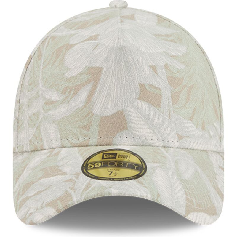 new-era-curved-brim-59forty-a-frame-leafy-palm-beige-fitted-cap new-era-curved-brim-59forty-a-frame-leafy-palm-beige-fitted-cap