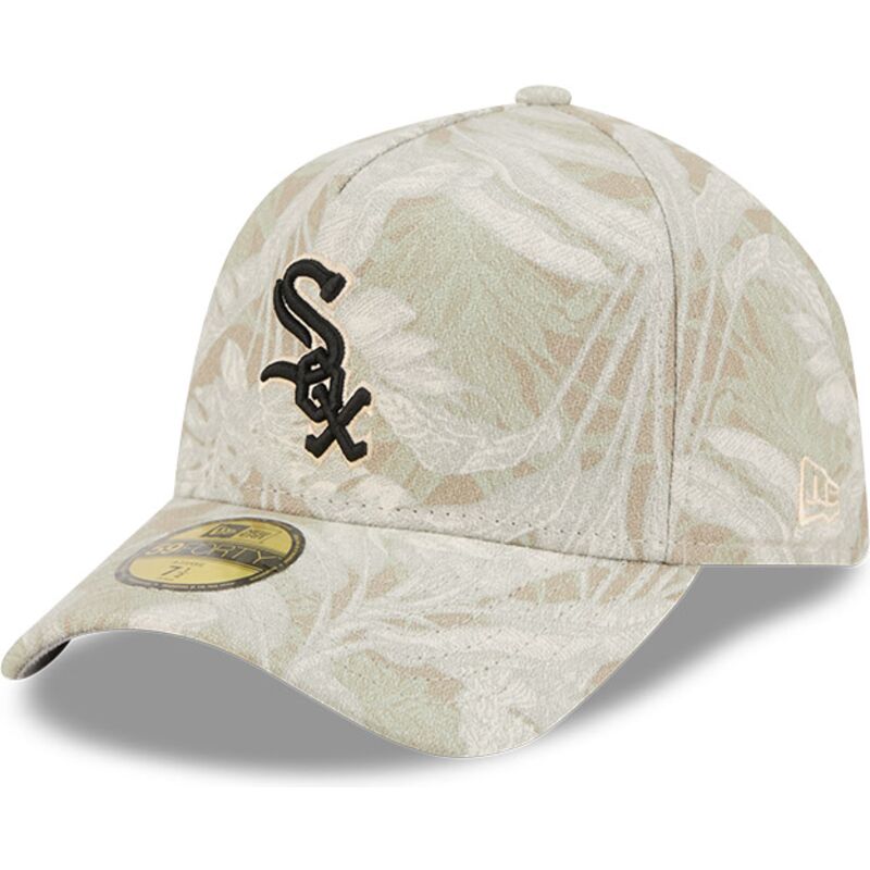 new-era-curved-brim-59forty-a-frame-leafy-palm-chicago-white-sox-mlb-beige-fitted-cap new-era-curved-brim-59forty-a-frame-leafy-palm-chicago-white-sox-mlb-beige-fitted-cap