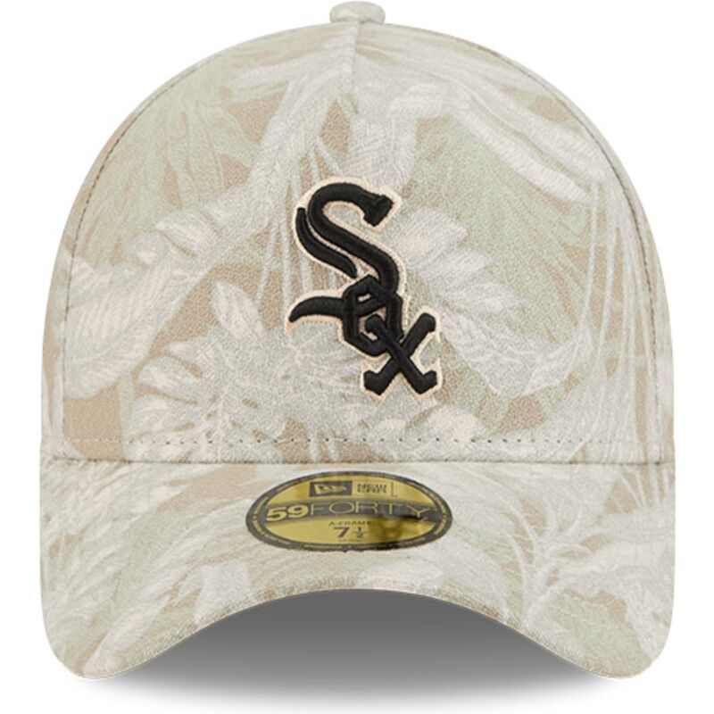 new-era-curved-brim-59forty-a-frame-leafy-palm-chicago-white-sox-mlb-beige-fitted-cap new-era-curved-brim-59forty-a-frame-leafy-palm-chicago-white-sox-mlb-beige-fitted-cap