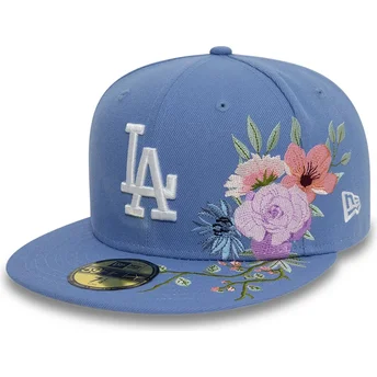 New Era Flat Brim 59FIFTY Floral Los Angeles Dodgers MLB Blue Fitted Cap