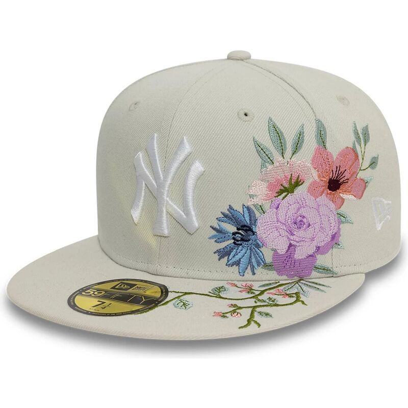 new-era-flat-brim-59fifty-floral-new-york-yankees-mlb-beige-fitted-cap