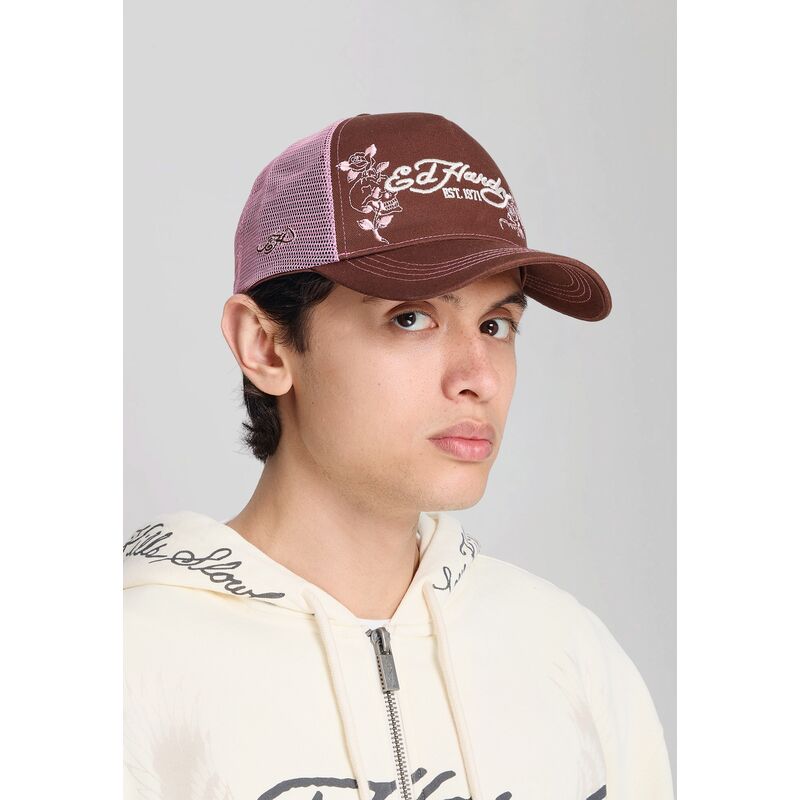 ed-hardy-skull-and-roses-brown-and-pink-trucker-hat ed-hardy-skull-and-roses-brown-and-pink-trucker-hat