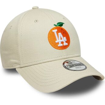 New Era Curved Brim Youth 9FORTY Fruit Icon Orange Los Angeles Dodgers MLB Beige Adjustable Cap
