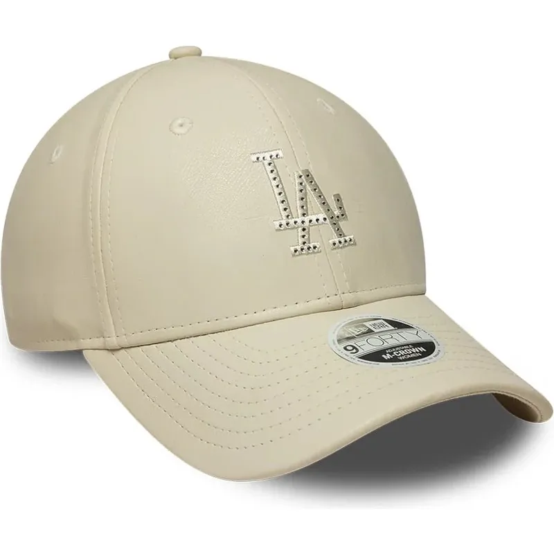 new-era-curved-brim-women-9forty-m-crown-pu-diamante-los-angeles-dodgers-mlb-beige-snapback-cap-with-beige-logo new-era-curved-brim-women-9forty-m-crown-pu-diamante-los-angeles-dodgers-mlb-beige-snapback-cap-with-beige-logo