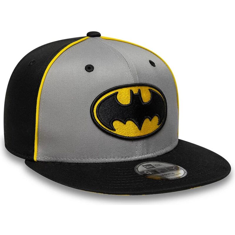new-era-flat-brim-youth-9fifty-piping-dc-comics-batman-grey-and-black-snapback-cap