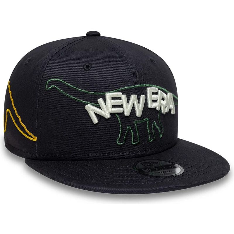 new-era-flat-brim-youth-9fifty-dino-navy-blue-snapback-cap