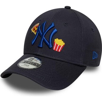 New Era Curved Brim Youth Navy Blue Logo 9FORTY Food Icon New York Yankees MLB Navy Blue Adjustable Cap