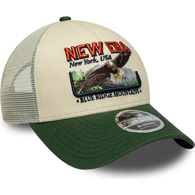 new-era-9forty-m-crown-a-frame-graphic-green-and-beige-trucker-hat