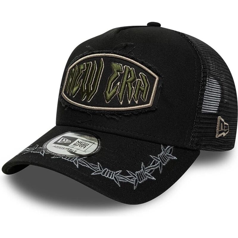 new-era-e-frame-distressed-patch-black-trucker-hat