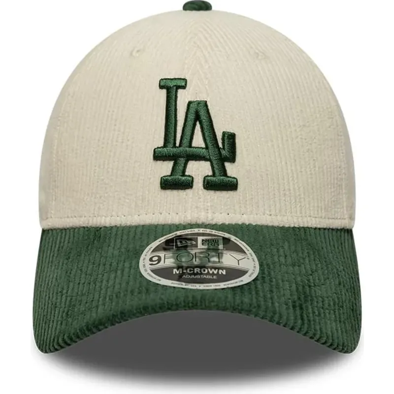 new-era-curved-brim-green-logo-9forty-m-crown-cord-los-angeles-dodgers-mlb-beige-and-green-snapback-cap new-era-curved-brim-green-logo-9forty-m-crown-cord-los-angeles-dodgers-mlb-beige-and-green-snapback-cap