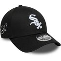 new-era-curved-brim-9forty-m-crown-side-script-chicago-white-sox-mlb-black-snapback-cap