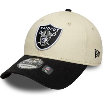 New Era Curved Brim 9FORTY Colour Block Las Vegas Raiders NFL Beige and Black Adjustable Cap