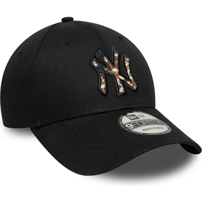 new-era-curved-brim-brown-logo-9forty-faux-pony-infill-new-york-yankees-mlb-black-adjustable-cap new-era-curved-brim-brown-logo-9forty-faux-pony-infill-new-york-yankees-mlb-black-adjustable-cap