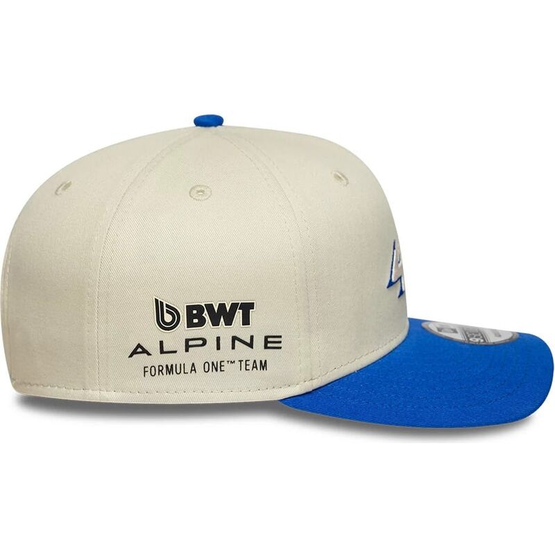 new-era-curved-brim-9seventy-stretch-snap-contrast-visor-alpine-f1-team-formula-1-beige-and-blue-snapback-cap
