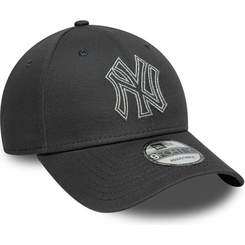 new-era-curved-brim-9forty-metallic-outline-new-york-yankees-mlb-grey-adjustable-cap