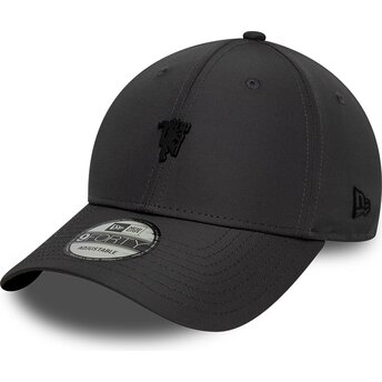 New Era Curved Brim Black Logo 9FORTY Metal Manchester City Football Club Premier League Dark Grey Adjustable Cap