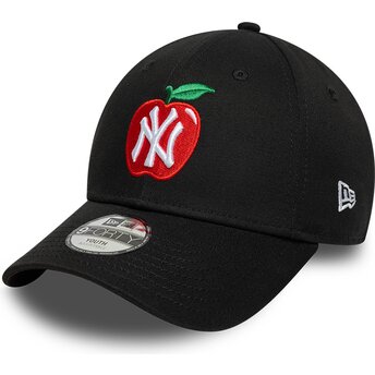 New Era Curved Brim Youth 9FORTY Fruit Icon Apple New York Yankees MLB Black Adjustable Cap
