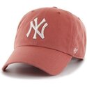 47-brand-curved-brim-clean-up-no-loop-label-island-red-new-york-yankees-mlb-light-red-adjustable-cap