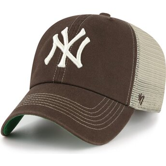 47 Brand Clean Up Trawler New York Yankees MLB Dark Brown Trucker Hat