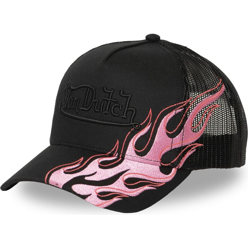 von-dutch-feu-black-and-pink-trucker-hat von-dutch-feu-black-and-pink-trucker-hat