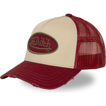 Von Dutch USED 16 Red and Beige Trucker Hat