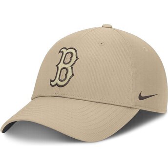 Nike Curved Brim Club Structured Uv Poly Ripstop Boston Red Sox MLB Beige Adjustable Cap with Beige Logo