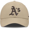 nike-curved-brim-brown-logo-structured-uv-poly-ripstop-oakland-athletics-mlb-beige-adjustable-cap
