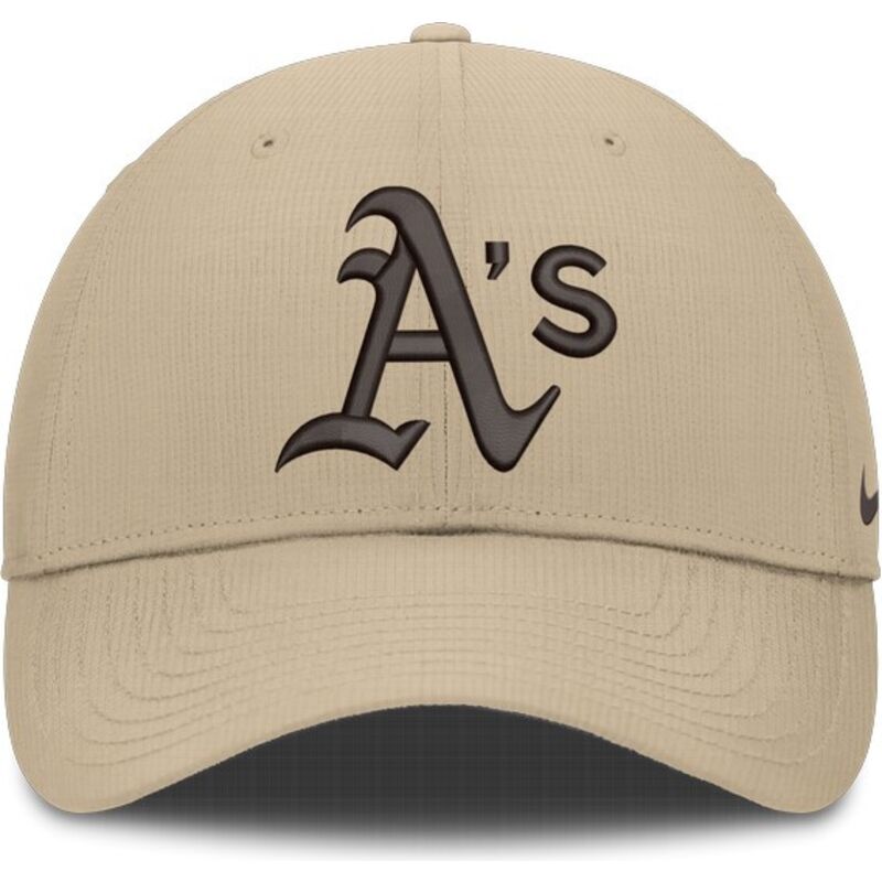 nike-curved-brim-brown-logo-structured-uv-poly-ripstop-oakland-athletics-mlb-beige-adjustable-cap nike-curved-brim-brown-logo-structured-uv-poly-ripstop-oakland-athletics-mlb-beige-adjustable-cap
