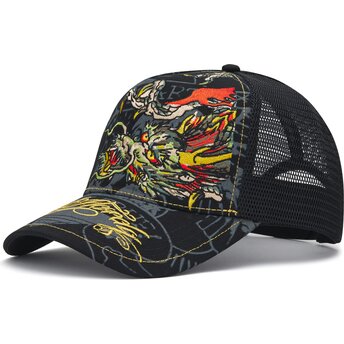 Ed Hardy Crawling Dragon Black Trucker Hat
