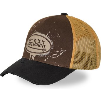 Von Dutch TAG03 Brown, Yellow and Black Trucker Hat