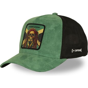 Capslab Bob Marley Reggae Legend STA1 REG Famous Green and Black Trucker Hat