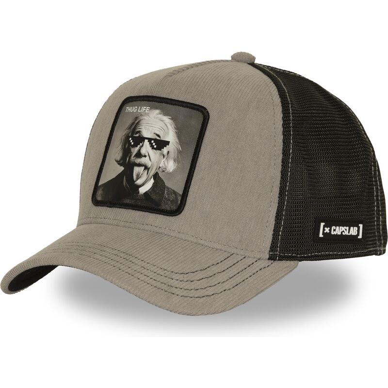 capslab-albert-einstein-thug-life-art1-thug-famous-grey-and-black-trucker-hat capslab-albert-einstein-thug-life-art1-thug-famous-grey-and-black-trucker-hat