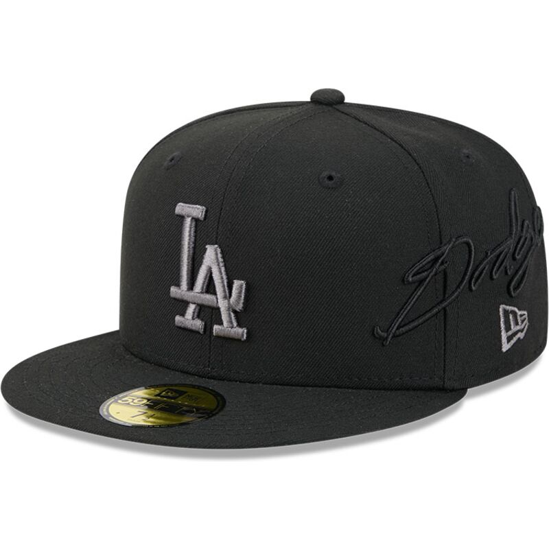 new-era-flat-brim-grey-logo-59fifty-side-script-los-angeles-dodgers-mlb-black-fitted-cap