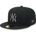 new-era-flat-brim-grey-logo-59fifty-side-script-new-york-yankees-mlb-black-fitted-cap