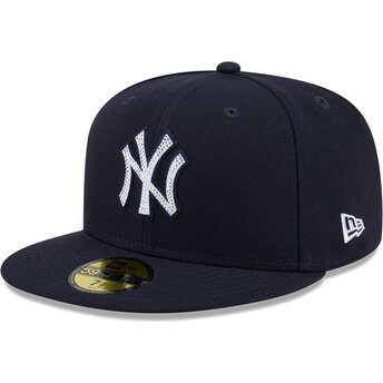 New Era Flat Brim 59FIFTY Rhinestone Badge New York Yankees MLB Navy Blue Fitted Cap