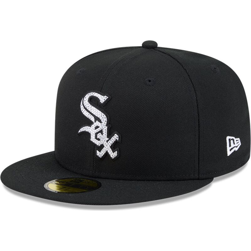 new-era-flat-brim-59fifty-rhinestone-badge-chicago-white-sox-mlb-black-fitted-cap