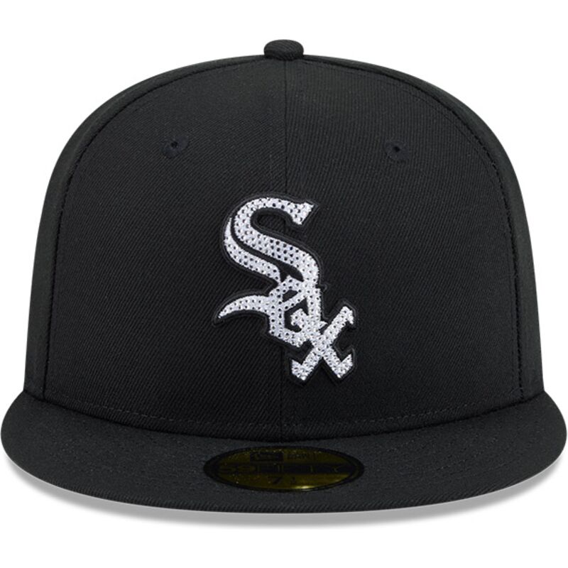 new-era-flat-brim-59fifty-rhinestone-badge-chicago-white-sox-mlb-black-fitted-cap