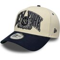 new-era-curved-brim-e-frame-wordmark-suede-new-york-yankees-mlb-beige-and-navy-blue-snapback-cap