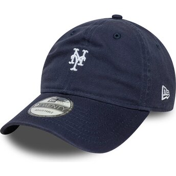 New Era Curved Brim 9TWENTY Washed Mini Logo New York Mets MLB Navy Blue Adjustable Cap