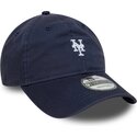 new-era-curved-brim-9twenty-washed-mini-logo-new-york-mets-mlb-navy-blue-adjustable-cap