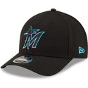 new-era-curved-brim-9forty-m-crown-player-replica-miami-marlins-mlb-black-snapback-cap