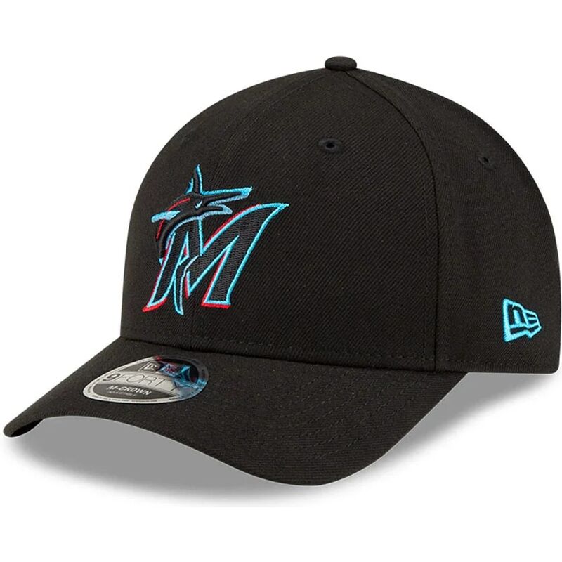 new-era-curved-brim-9forty-m-crown-player-replica-miami-marlins-mlb-black-snapback-cap