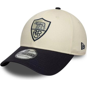 New Era Curved Brim 39THIRTY Seasonal Associazione Sportiva Roma Serie A Beige and Navy Blue Fitted Cap