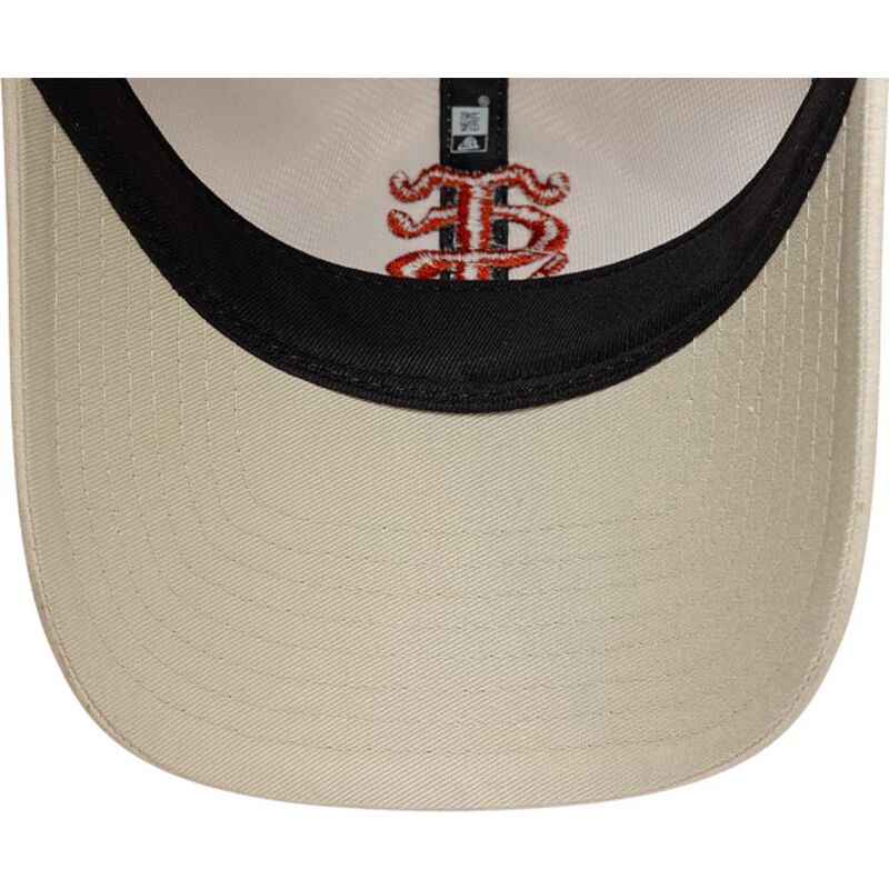 new-era-curved-brim-red-logo-9twenty-faux-suede-stade-toulousain-top-14-beige-adjustable-cap